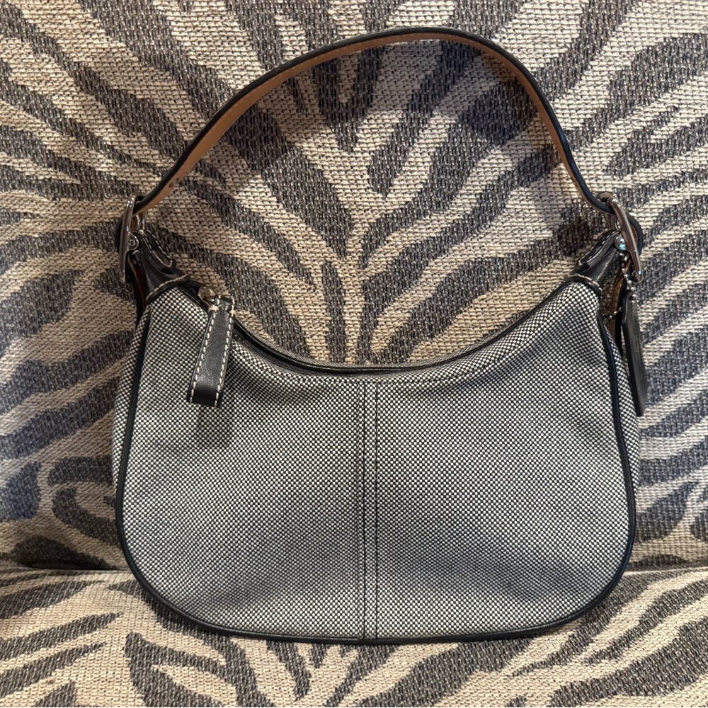 Vintage Coach Tweed Mini Hand Bag Black & White